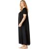 Only Necessities Plus Size Long Silky Lace-Trim Gown(Dark Berry Animal)