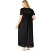 Only Necessities Plus Size Long Silky Lace-Trim Gown(Dark Berry Animal)