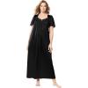 Only Necessities Plus Size Long Silky Lace-Trim Gown(Dark Berry Animal)
