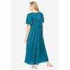 Only Necessities Plus Size Long Silky Lace-Trim Gown(Deep Teal)