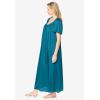 Only Necessities Plus Size Long Silky Lace-Trim Gown(Deep Teal)