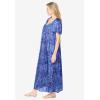 Only Necessities Plus Size Long Silky Lace-Trim Gown(French Blue Flower)