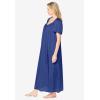 Only Necessities Plus Size Long Silky Lace-Trim Gown(Ultra Blue)
