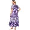 Only Necessities Plus Size Long Tiered Print Lounger(Purple Burst Floral)