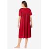 Only Necessities Plus Size Short Silky Lace-Trim Gown(Classic Red)