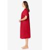 Only Necessities Plus Size Short Silky Lace-Trim Gown(Classic Red)
