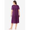 Only Necessities Plus Size Short Silky Lace-Trim Gown(Dark Berry Animal)