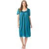 Only Necessities Plus Size Short Silky Lace-Trim Gown(Deep Teal)