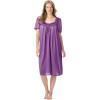 Only Necessities Plus Size Short Silky Lace-Trim Gown(Fresh Berry)