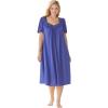 Only Necessities Plus Size Short Silky Lace-Trim Gown(Ultra Blue)