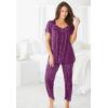 Only Necessities Plus Size Silky 2-Piece PJ Set(Dark Berry Animal)