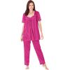 Only Necessities Plus Size Silky 2-Piece PJ Set(Paradise Pink)