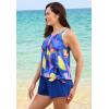 Swim 365 Women’s Plus Size 2-Piece Blouson Swim Set(Multi Tie Dye)