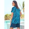 Swim 365 Women’s Plus Size Split-Neck Short Sleeve Swim Tee with Built-in Bra(Aqua Abstract)
