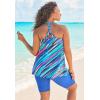 Swimsuits For All Swim 365 Women’s Plus Size Longer Length Braided Tankini Top(Berry Turq Stripe)
