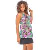 Swimsuits For All Swim 365 Women’s Plus Size Longer Length Braided Tankini Top(Black Paradise Floral)