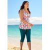Swimsuits For All Swim 365 Women’s Plus Size Longer Length Braided Tankini Top(White Bright Floral)