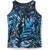 Swimsuits For All Swim 365 Women’s Plus Size Longer-Length Racerback Tankini Top(Blue Painterly Leaves)