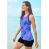 Swimsuits For All Swim 365 Women’s Plus Size Longer-Length Racerback Tankini Top(Blue Purple Brushstroke)