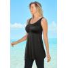 Swimsuits For All Swim 365 Women’s Plus Size Longer-Length Tankini Top(Black)