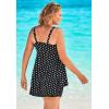 Swimsuits For All Swim 365 Women’s Plus Size Longer-Length Tankini Top(Black Dots)