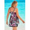Swimsuits For All Swim 365 Women’s Plus Size Longer-Length Tankini Top(Multi Textured Palm)