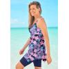 Swimsuits For All Swim 365 Women’s Plus Size Longer-Length Tankini Top(Navy Tropical Floral)