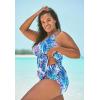 Swimsuits For All Swim 365 Women’s Plus Size Loop Strap Two-Piece Swim Dress(Merlot Mixed Animal)