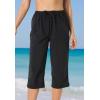 Swimsuits For All Swim 365 Women’s Plus Size Taslon Cover Up Capri Pant(Black)