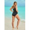 Swimsuits For All Women’s Chlorine Resistant Zip Front One Piece Swimsuit (Plus(Black Teal Turq)