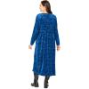 Woman Within Plus Size 21-Button Velour Dress(Bright Cobalt Floral Paisley)