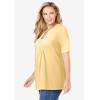 Woman Within Plus Size 7-Day Layer-Look Elbow-Sleeve Tee(Banana)
