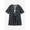 Woman Within Plus Size 7-Day Layer-Look Elbow-Sleeve Tee(Black Multi Butterflies)