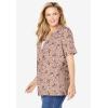Woman Within Plus Size 7-Day Layer-Look Elbow-Sleeve Tee(New Khaki Ditsy Bouquet)