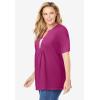 Woman Within Plus Size 7-Day Layer-Look Elbow-Sleeve Tee(Raspberry)