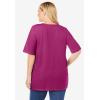 Woman Within Plus Size 7-Day Layer-Look Elbow-Sleeve Tee(Raspberry)