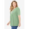 Woman Within Plus Size 7-Day Layer-Look Elbow-Sleeve Tee(Sage)
