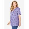 Woman Within Plus Size 7-Day Layer-Look Elbow-Sleeve Tee(Soft Iris Ditsy Bouquet)