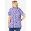 Woman Within Plus Size 7-Day Layer-Look Elbow-Sleeve Tee(Soft Iris Ditsy Bouquet)