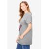 Woman Within Plus Size Americana Kangaroo Pocket Tee(Heather Grey Americana Butterfly)
