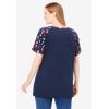Woman Within Plus Size Americana Kangaroo Pocket Tee(Navy Falling Star)