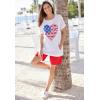 Woman Within Plus Size Americana Kangaroo Pocket Tee(Vivid Red Happy Summer)
