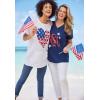 Woman Within Plus Size Americana Kangaroo Pocket Tee(White Firework Stars)