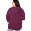 Woman Within Plus Size Better Fleece Zip-Front Hoodie Long Oversized Sweatshirt(Deep Claret)