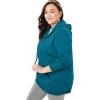 Woman Within Plus Size Better Fleece Zip-Front Hoodie Long Oversized Sweatshirt(Deep Teal)