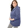 Woman Within Plus Size Better Fleece Zip-Front Hoodie Long Oversized Sweatshirt(Heather Navy)