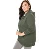 Woman Within Plus Size Better Fleece Zip-Front Hoodie Long Oversized Sweatshirt(Olive Green)