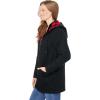 Woman Within Plus Size Flannel-Lined Denim Jacket Removable Hood Long Oversized Jean Coat(Black Twill Plaid)
