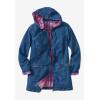 Woman Within Plus Size Flannel-Lined Denim Jacket Removable Hood Long Oversized Jean Coat(Medium Stonewash Plaid)
