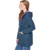 Woman Within Plus Size Flannel-Lined Denim Jacket Removable Hood Long Oversized Jean Coat(Medium Stonewash Plaid)
